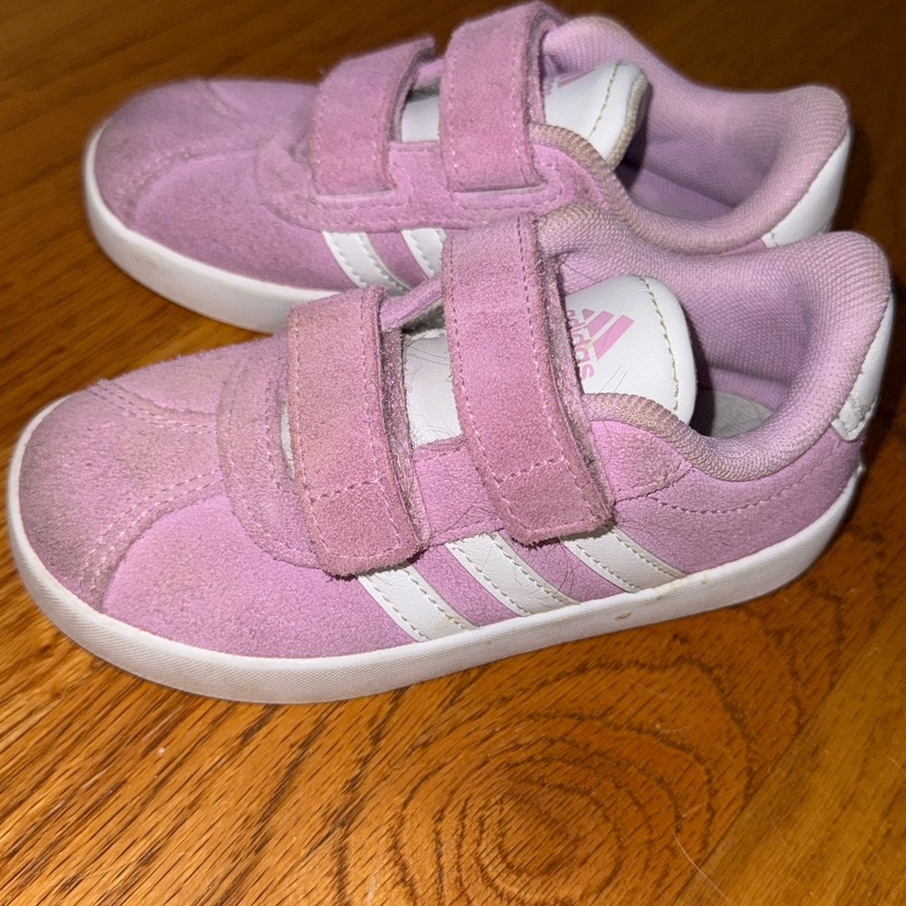 Adidas Pink and White Velcro Sneakers